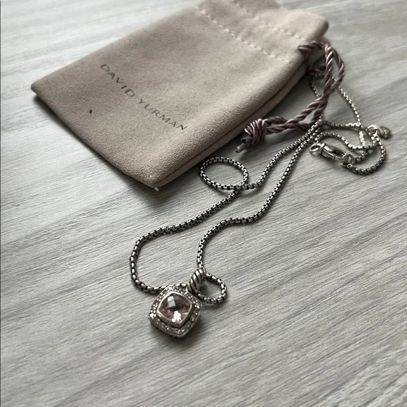 Authentic David Yurman Albion pendant necklace morganite and diamonds - Picture 3 of 9